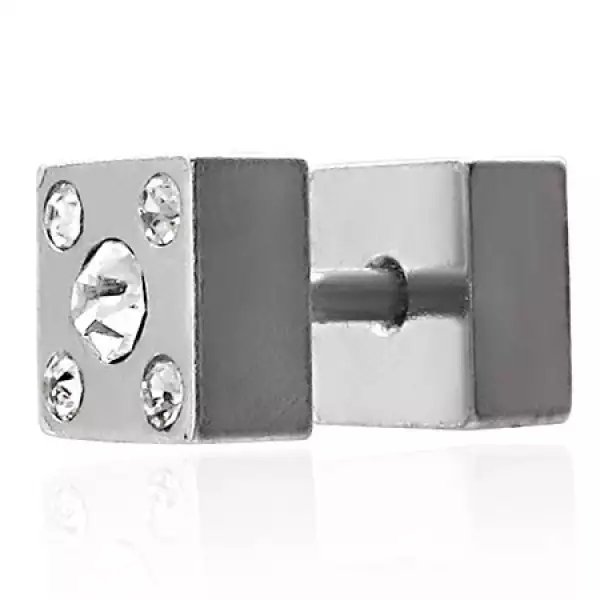 Fake plug két oldalas - négyszög, cirkóniával