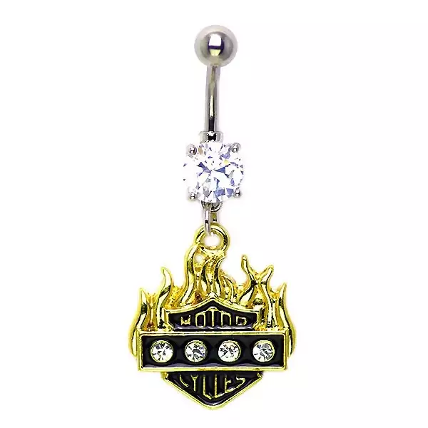 Köldök piercing - láng, cirkóniák