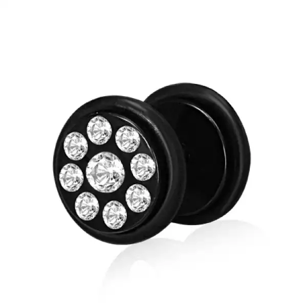 Anodizált acél fake plug - tiszta cirkónia kövek