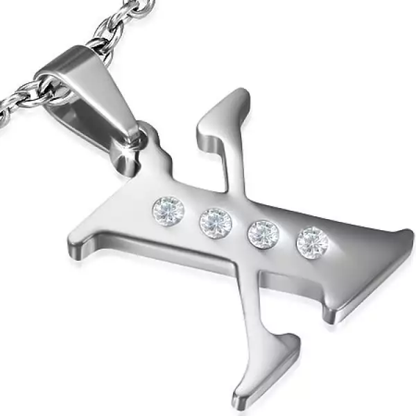 Acél függő - cirkonköves X