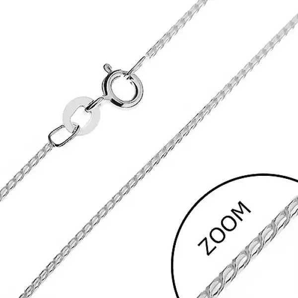 Nyaklánc ezüstből - fényes kígyó S elemekből, 1,1 mm