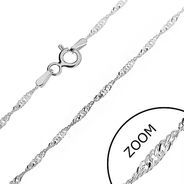 Ezüst nyaklánc - ragyogó spirál lapos szemekből, 1,3 mm