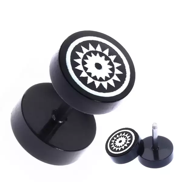  Hamis akril plug, napocska fekete karikában