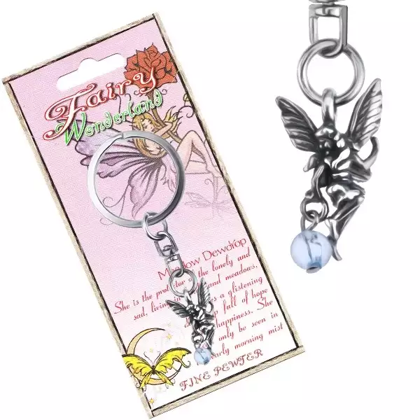 Fém kulcstartó tündér alakú függővel, golyóval