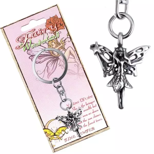 Fém kulcstartó függővel - erdei tündér varázs pálcával