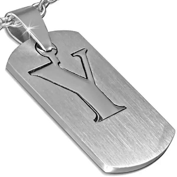 Acél medál - kétrészes lap Y betűvel