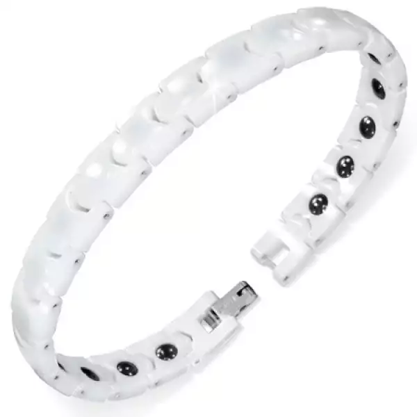 Kerámia karkötő fehér színben, mágneses golyók