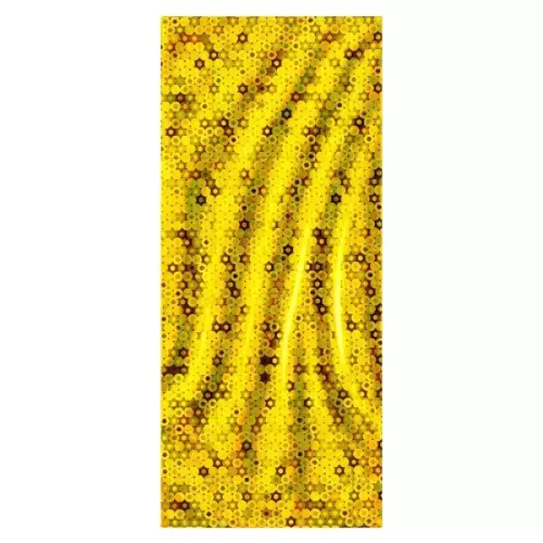 Fényes arany színű celofán ajándékzacskó körökkel