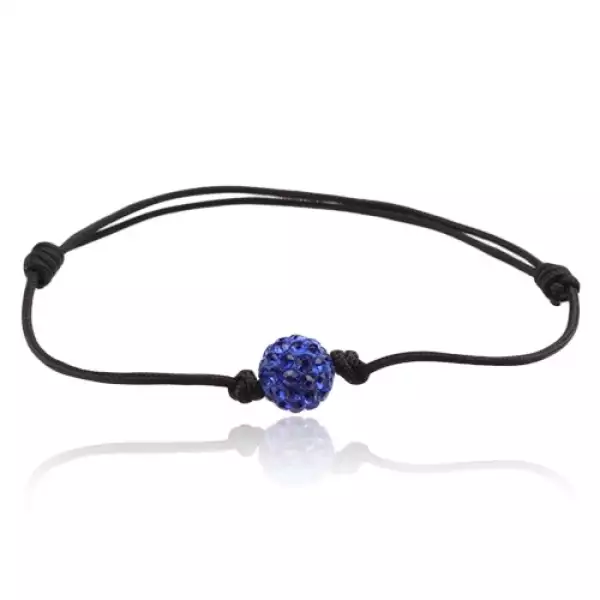 Fekete zsinóros karkötő zafír Shamballa golyóval