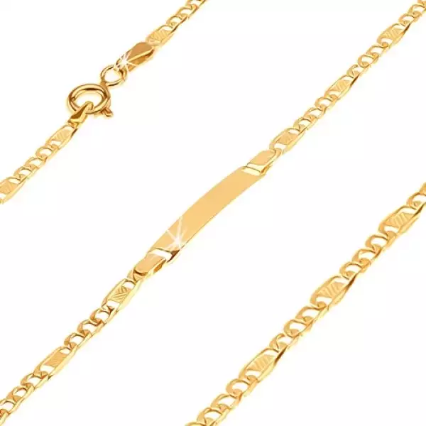 Arany karkötő lemezzel - három szélesebb szem és rácsos rész