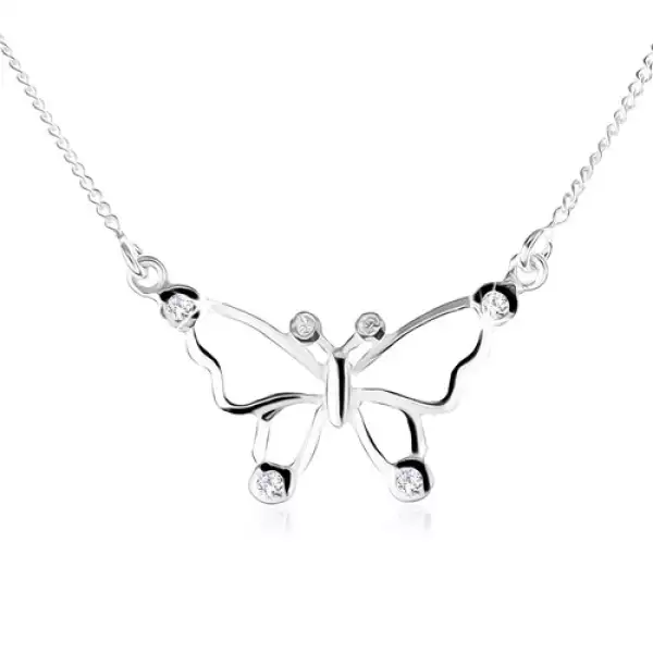 925 ezüst nyakék, lepkekörvonal átlátszó cirkóniás díszítéssel