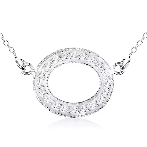 925 ezüst nyakék, ovális, átlátszó cirkóniákkal és golyókkal díszítve