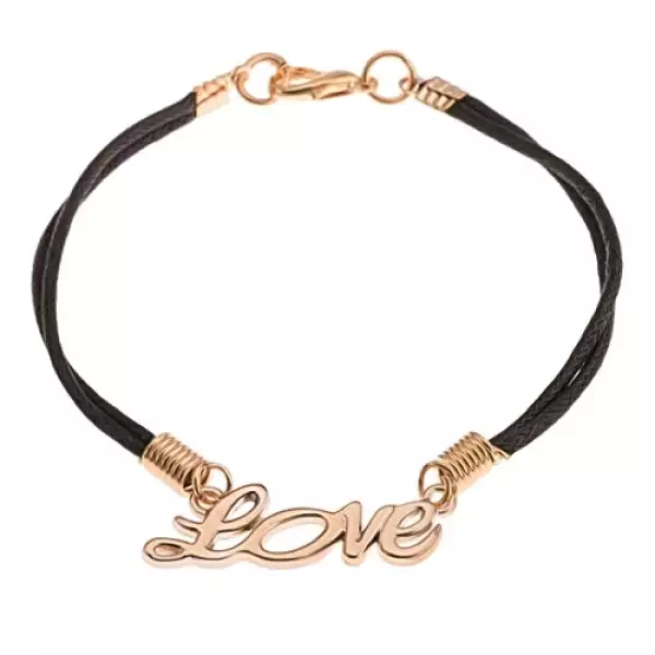 Fekete zsinóros karkötő, fényes medál - 