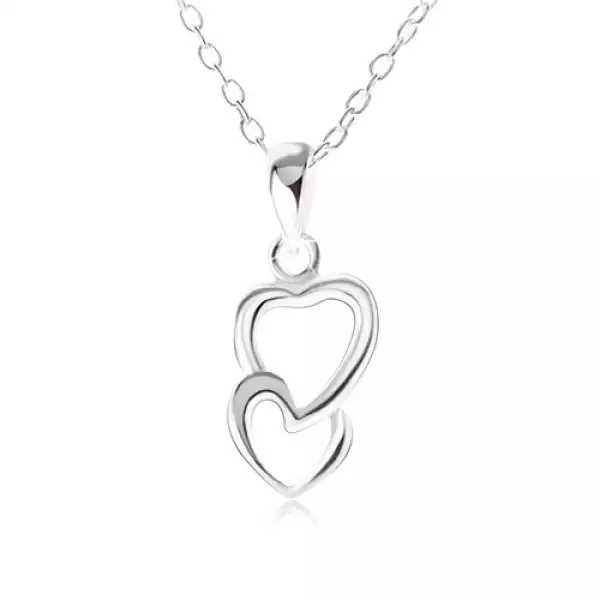 925 ezüst nyakék, medál két egymásba fonódott szívkörvonalból