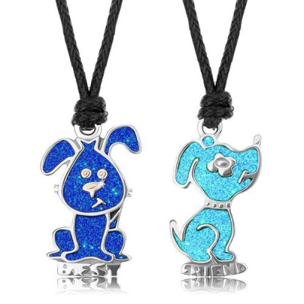 Zsinóros nyakékek, világoskék és sötétkék kutya, fénymáz, BEST FRIEND felirat