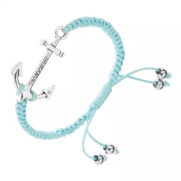 Hosszabbítható karkötő kék fonalból, nagy vasmacska