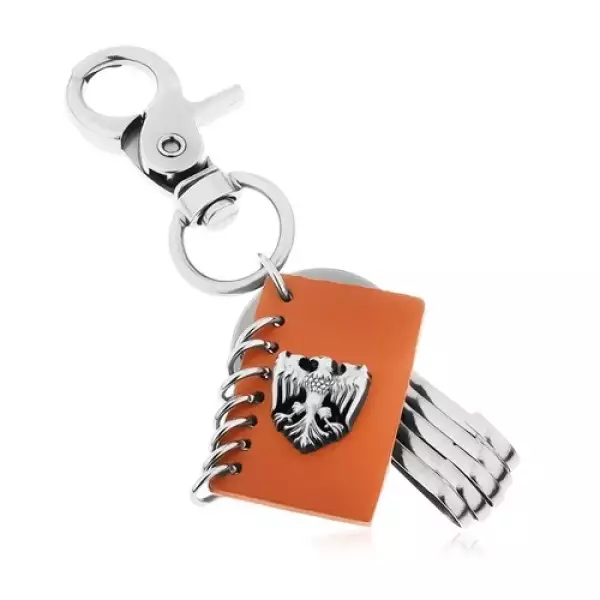 Kulcstartó patinált felszínnel, barna műbőr, sas 