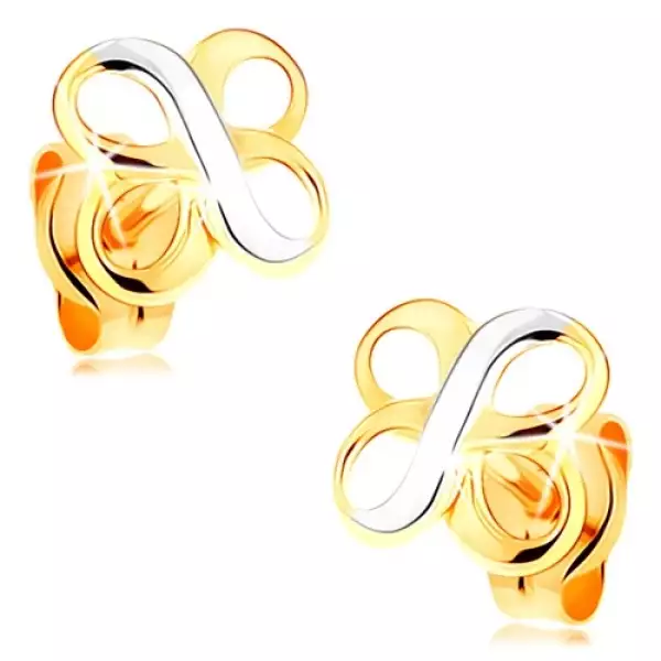Fülbevaló 14K kombinált aranyból - két fényes INFINITY szimbólum