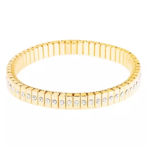 Széthúzható sebészeti acél karkötő arany színben, vékony elemek cirkóniával