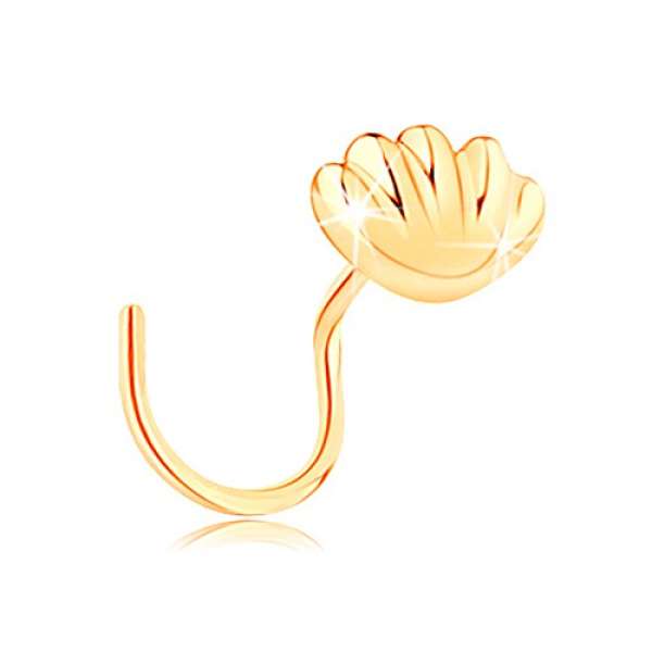 585 arany ívelt orrpiercing - fényes tengeri kagyló