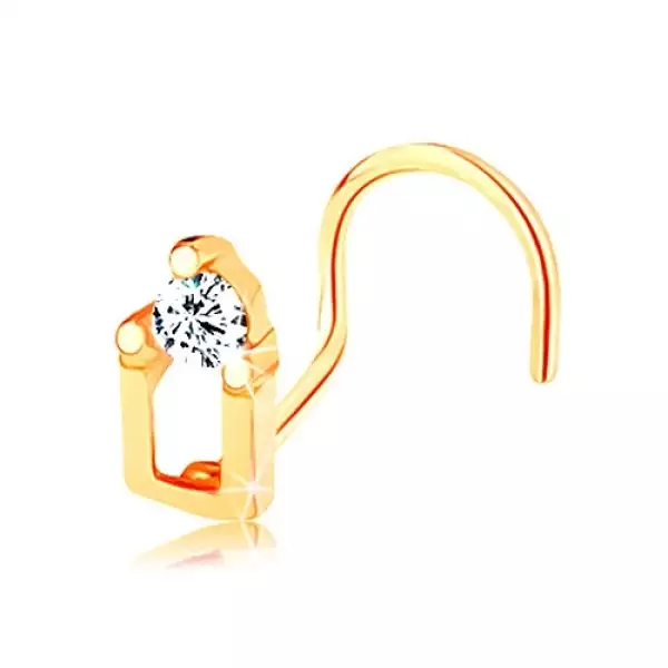 14K sárga arany piercing - házikó cirkóniás tetővel