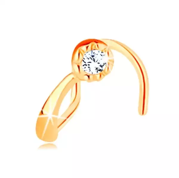 14K sárga arany orr piecing - kerek cirkóniás üstökös
