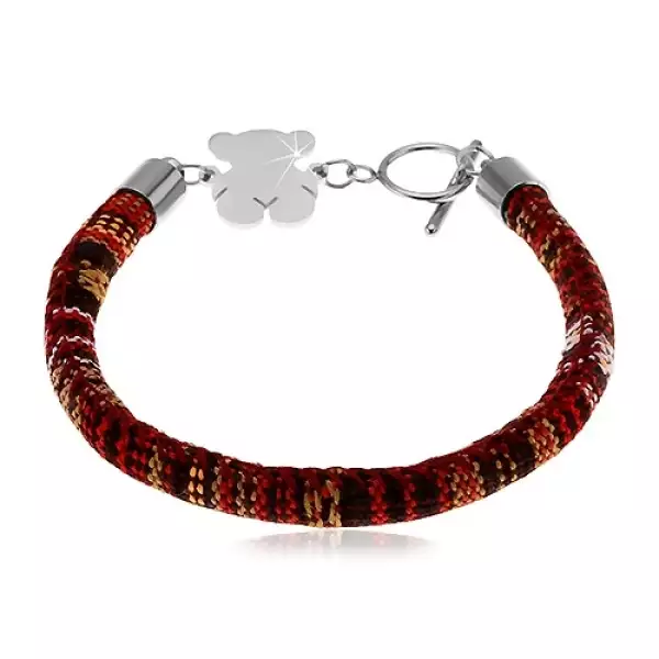 Karkötő különböző színű cérnából varrva, acél maci ezüst színben