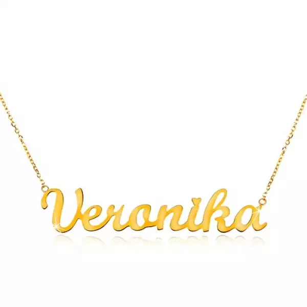 Nyaklánc sárga 14K aranyból - vékony lánc, fényes medál Veronika