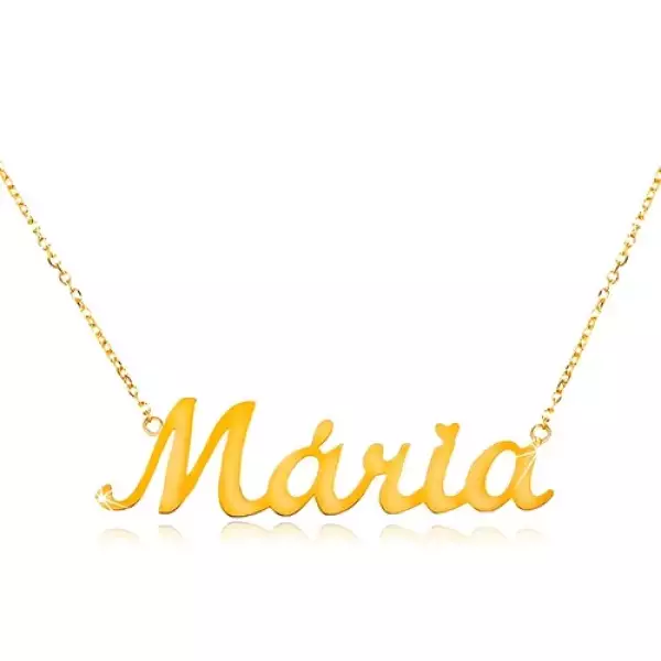 Nyaklánc sárga 585 aranyból - finom lánc, fényes medál Mária
