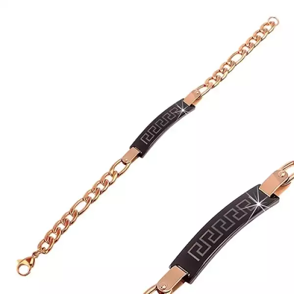 Karkötő 316L acélból, nagy fényes szemek réz színben, fekete tábla