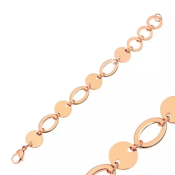 Karkötő 316L acélból, kerek és ovális elemek, réz szín