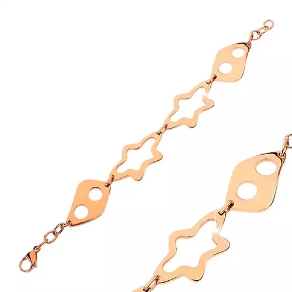 Karkötő sebészeti acélból réz színben, nagy aszimmetrikus elemek