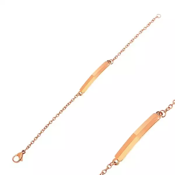 Acél karkötő réz színben, tábla fényes és matt téglalapokkal