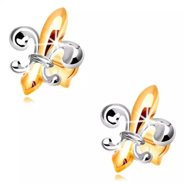 Fülbevaló 14K aranyból - kétszínű Fleur de Lis szimbólum