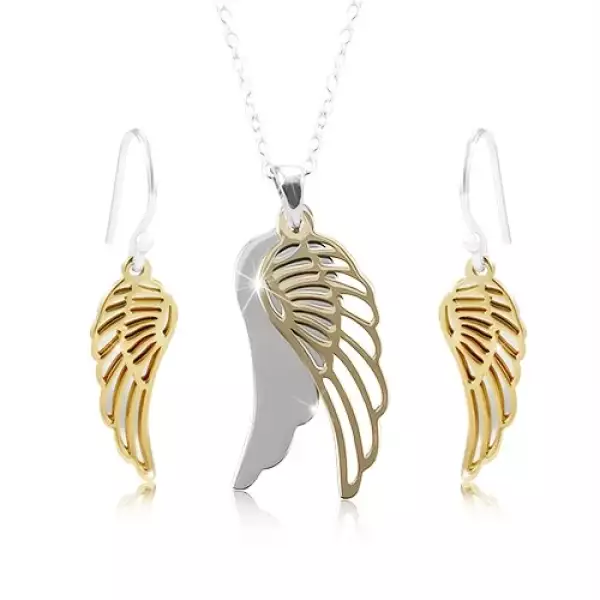 925 ezüst szett, angyalszárny ezüst és arany árnyalatban