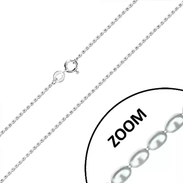 925 ezüst lánc - fényes lekerekített hengerek és rövid pálcák, 1,2 mm