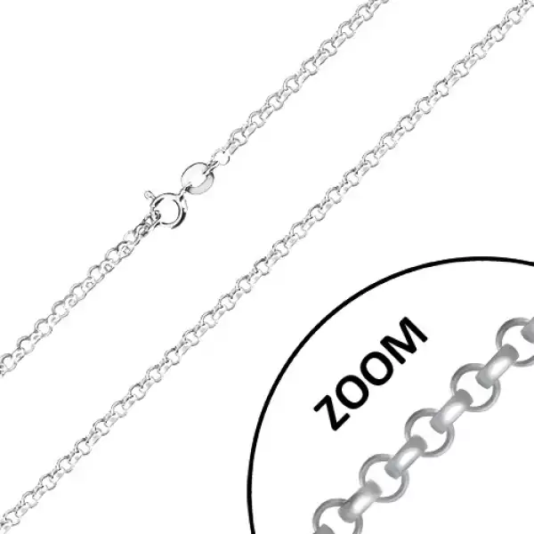 925 ezüst lánc - szélesebb kerek láncszemek, fényes felület, 2,6 mm