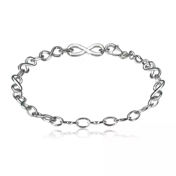 925 ezüst karkötő - végtelen jel és ovális láncszemek, fényes felület