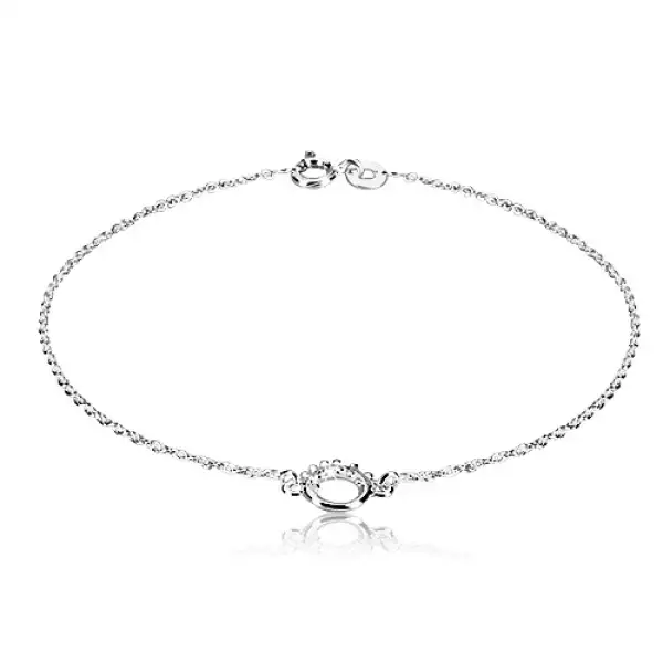 925 ezüst karkötő - fényes karika pontokból álló félkörívvel, finom lánc