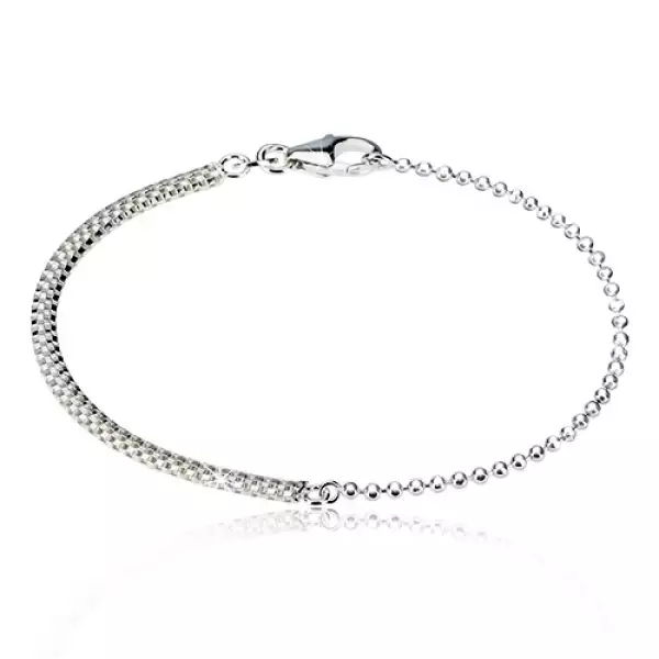 925 ezüst karkötő - golyólánc és sakktáblaszerű lánc, delfinkapocs