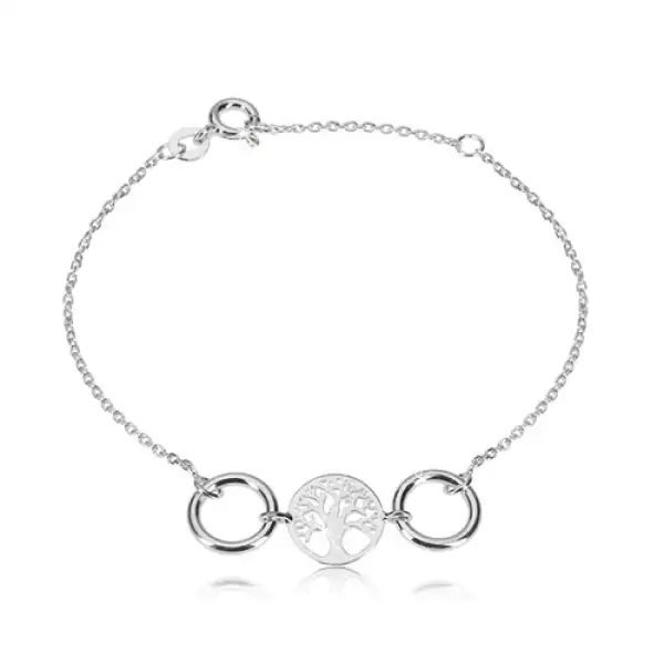 925 ezüst karkötő - életfa vésett minta, két fényes karika