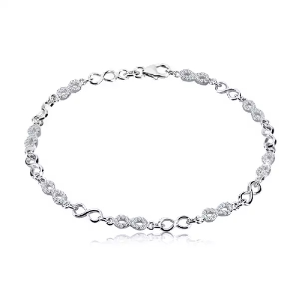 925 ezüst karkötő - végtelen jelek, nyolcasok cirkóniával