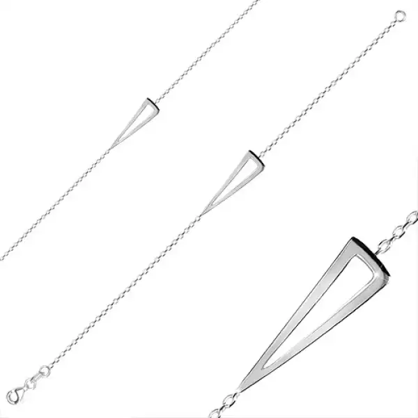 925 ezüst karkötő - háromszög kivágással, téglalap alakú láncszemek, delfinkapocs