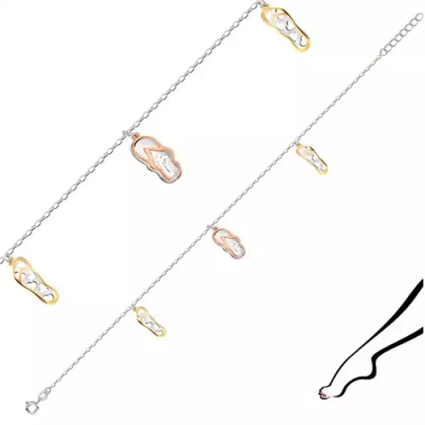 925 ezüst bokalánc - strandpapucs, ovális szemek, delfinkapocs