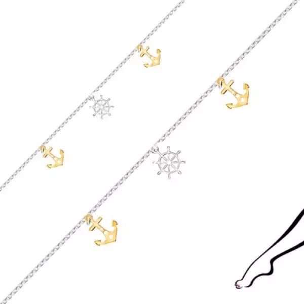 925 ezüst bokalánc - hajókormány, horgony, ovális szemek