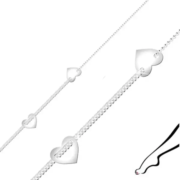 925 ezüst bokalánc - szívek, lapos szemek, golyós lánc