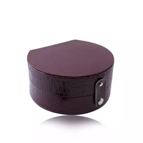Bordó ékszerdoboz - krokodil mintás műbőr, félkör, patentos