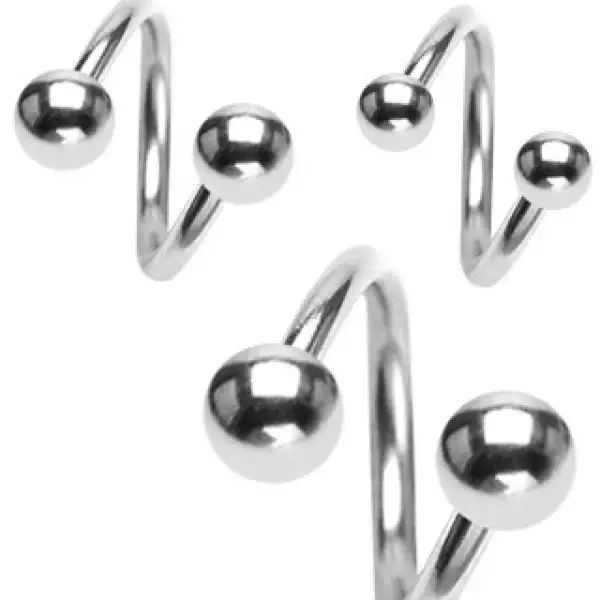 Spirál szemöldök piercing golyókkal 1,2 mm - Méret: 10 mm x 3x3 mm