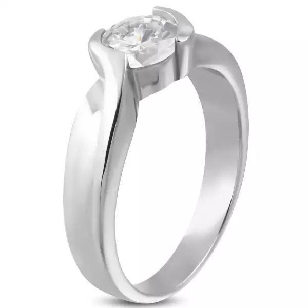 Kísérőgyűrű - tekert alak és tiszta cirkónia - Nagyság_ 59