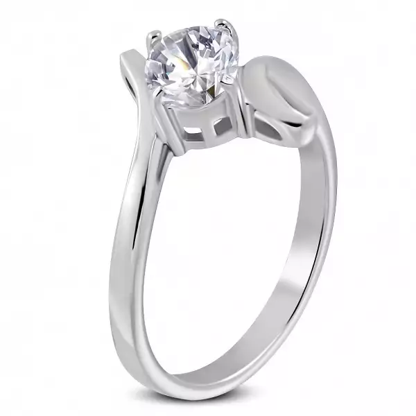 Gyűrű 316L acélból nagy átlátszó cirkóniával és hurokkal - Nagyság_ 51